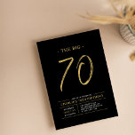Big Seventy | Gold & Black 70th Birthday Party Invitation<br><div class="desc">Celebrate your special day with this simple stylish 70th birthday party invitation. This design features a brush script "The Big 70" with a clean layout in a black & gold colour combo. More designs and party supplies are available at my shop BaraBomDesign.</div>