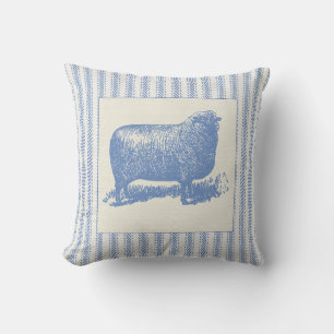 Big Sheep with Ticking Throw Pillow