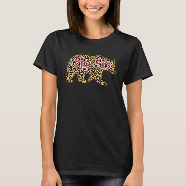 Big Sis Bear Leopard Print Red Plaid Buffalo Chris T-Shirt (Front)