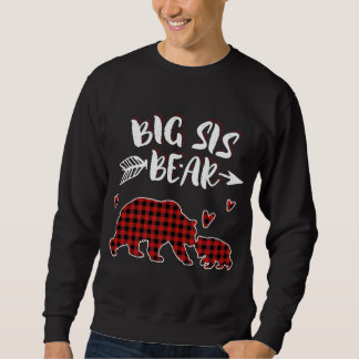 Big Sis Bear Xmas Red Plaid Matching Family Christ Sweatshirt
