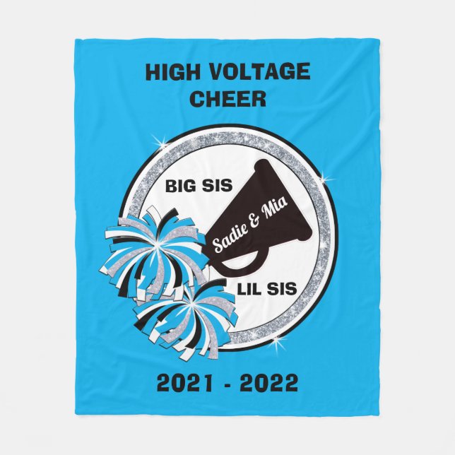 Big Sis, Lil Sis, Personalized Cheer Blankets (Front)