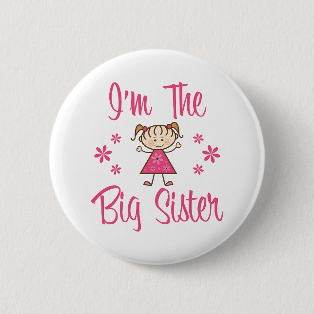 Big Sis Pink Girl 2 Inch Round Button (Front)