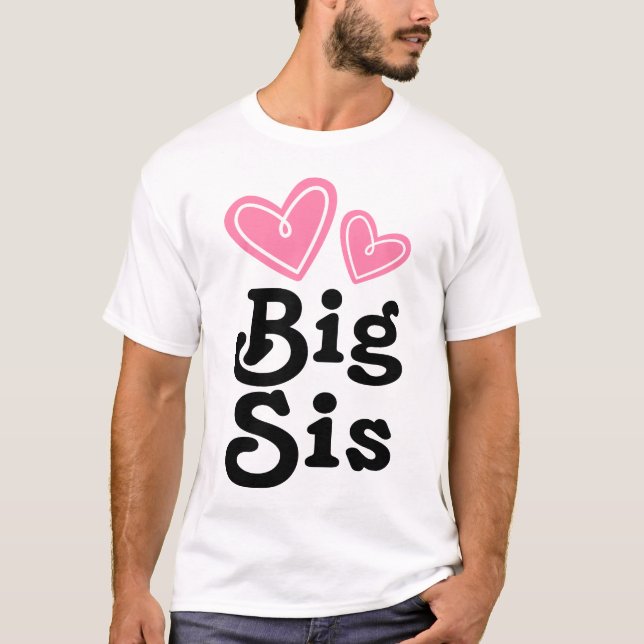 Big Sis Pink Heart Tee Shirt (Front)