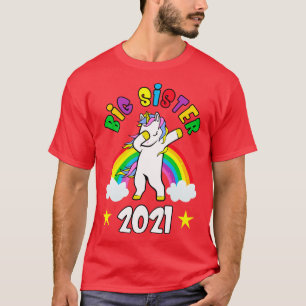 Big Sister 2021 Dabbing Unicorn Girls Gift Idea T-Shirt