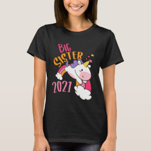 Big Sister 2021 Unicorn Rainbow Sisters Unicorns T-Shirt
