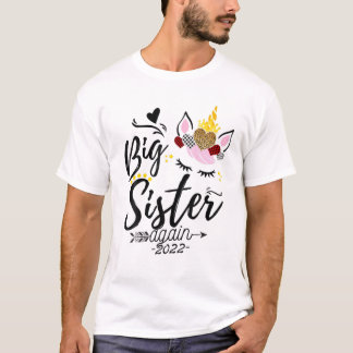 Big Sister 2022 Unicorn Leopard Soon To Be Big Sis T-Shirt