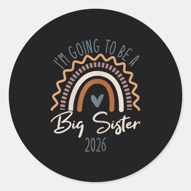 Big Sister 2026 Girls Rainbow Big Sis Sibling  Classic Round Sticker (Front)