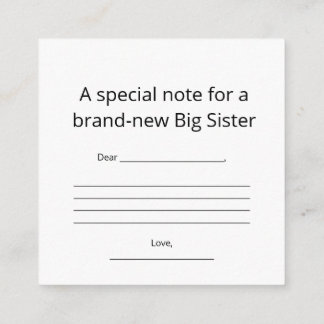 Big Sister Abstract Heart Enclosure Card 