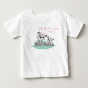 Big sister adjustable name with acute bear baby T-Shirt