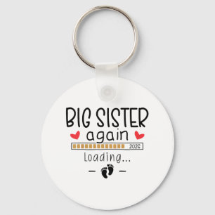 Big Sister Again 2026 Baby 3 Pregnancy Announcemen Keychain