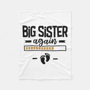 Big Sister Again - 3rd Baby Pregnancy Announcement Fleece Blanket