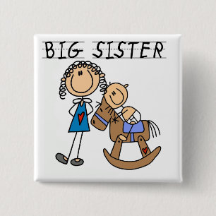 Big Sister Baby Brother T-shirts and Gifts 2 Inch Square Button