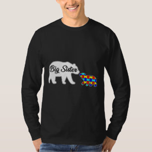 Big Sister Bear Autism Awareness Support Family Au T-Shirt