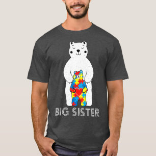 Big Sister Bear Autism Awareness T Shirt ve Mom