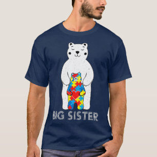 Big Sister Bear Autism Awareness T Shirt ve Mom