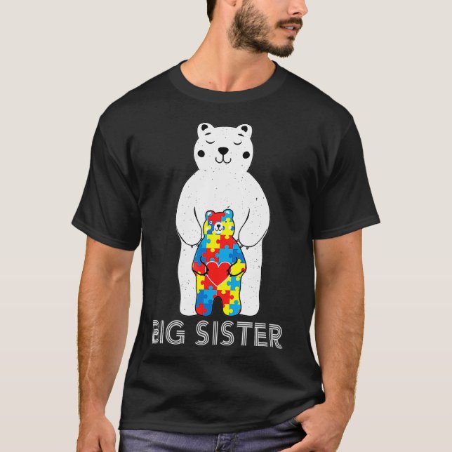 Big Sister Bear Autism Awareness T Shirt ve Mom (Front)