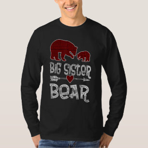 Big Sister Bear Buffalo Red Plaid Arrow Christmas T-Shirt