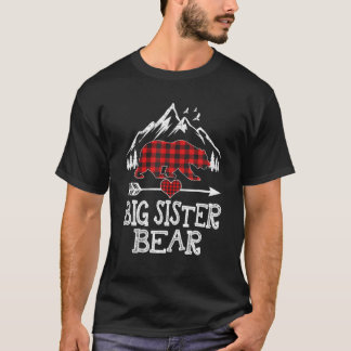 Big Sister Bear, Red Buffalo Plaid Big Sister Bea T-Shirt