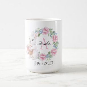 Big Sister Bunny Mug Personalized Pink Rose Flora