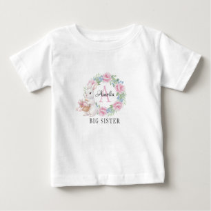 Big Sister Bunny Shirt Personalized Pink Floral