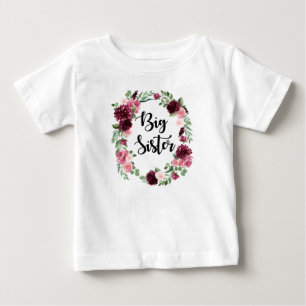 Big Sister burgundy floral Baby T-Shirt