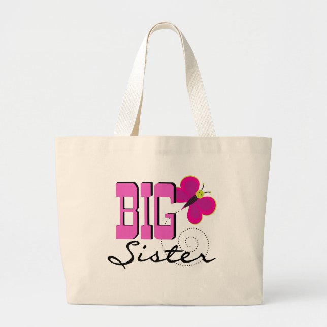 Big Sister Butterfly Tshirts and Gifts Large Tote Bag (Front)