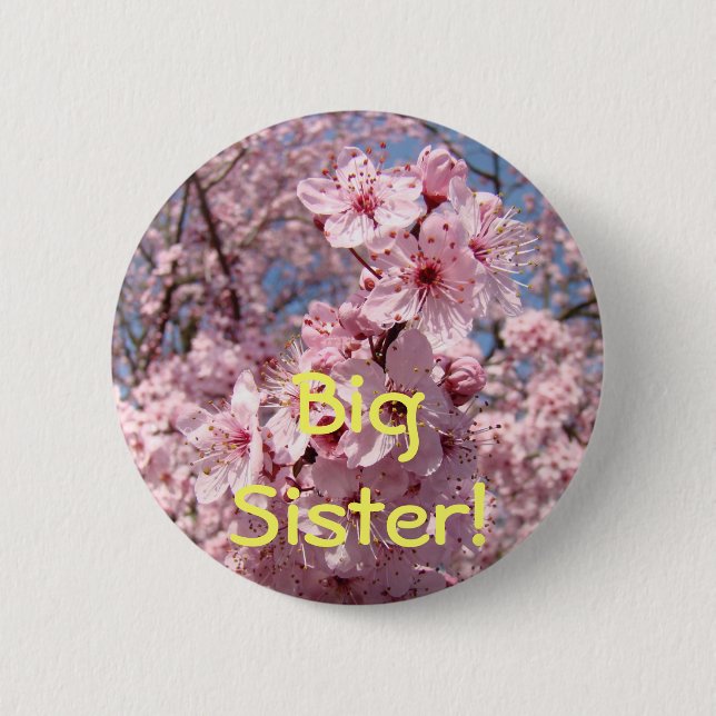 Big Sister! buttons Pink Blossoms Tree Flowers (Front)