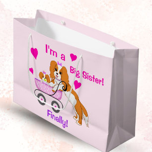 Big Sister Cavalier King Charles Spaniel Finally! Large Gift Bag