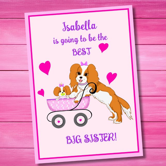 Big Sister Cavalier King Charles Spaniel Name Card (Creator Uploaded)