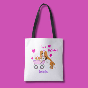 Big Sister Cavalier King Charles Spaniel Name Tote Bag