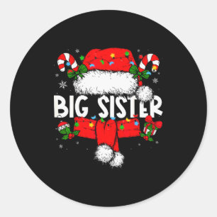 Big Sister Christmas Pajama Santa Claus Family Mat Classic Round Sticker
