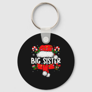 Big Sister Christmas Pajama Santa Claus Family Mat Keychain
