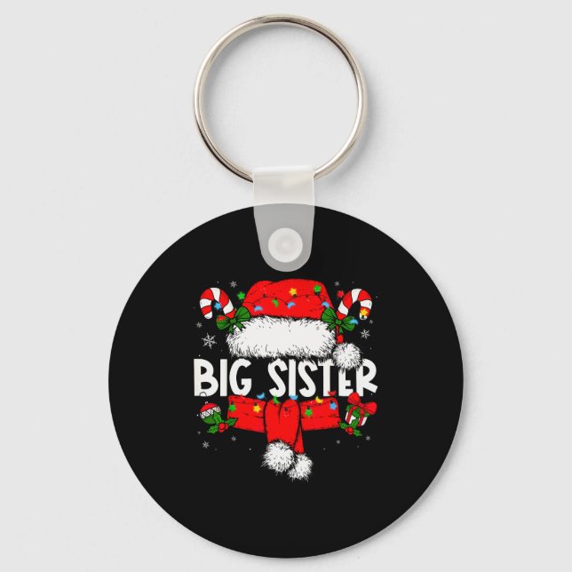 Big Sister Christmas Pajama Santa Claus Family Mat Keychain (Front)