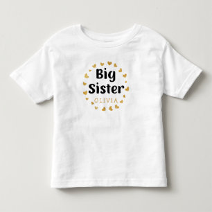 Big Sister Custom Name with gold hearts Toddler T-shirt