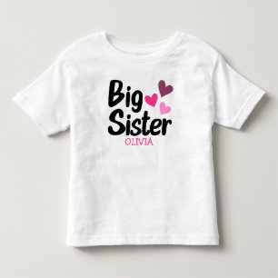Big Sister Custom Name with pink hearts Toddler T-shirt