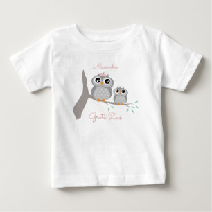Big sister customizable name with owls baby T-Shirt