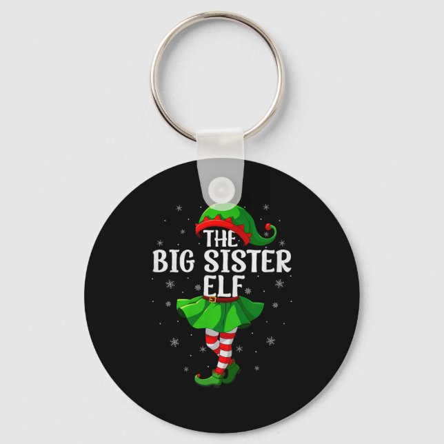 Big Sister Elf Christmas Girls Women Elf Squad Xma Keychain (Front)