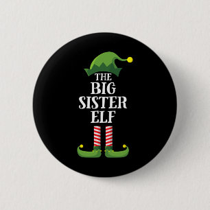 Big Sister Elf Matching Family Group Christmas Par 2 Inch Round Button