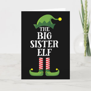 Big Sister Elf Matching Family Group Christmas Par Card