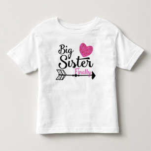 Big Sister Finally Pink Heart Arrow Raglan Toddler T-shirt