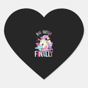 Big Sister Finally Unicorn Sibling Newborn For Gir Heart Sticker