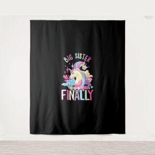 Big Sister Finally Unicorn Sibling Newborn For Gir Tapestry