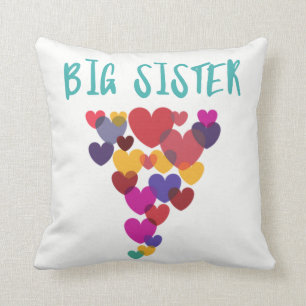 Big Sister Floating Hearts Throw Pillow