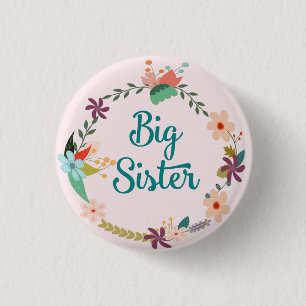 Big Sister Floral Wreath Pin
