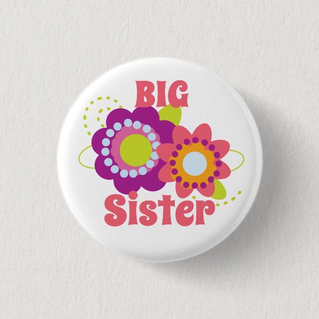 Big Sister Flower  1 Inch Round Button (Front)