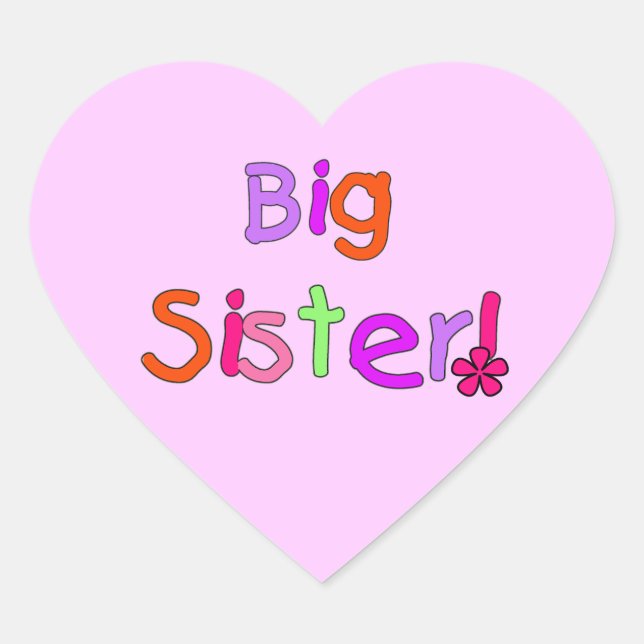 Big Sister Gifts Heart Sticker (Front)