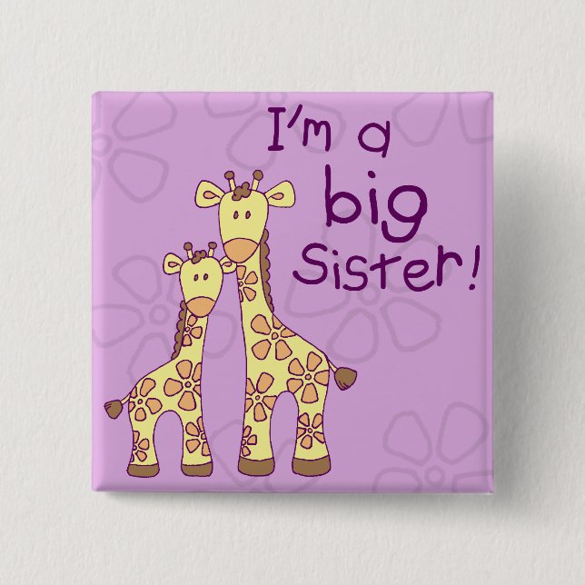 Big Sister Giraffe 2 Inch Square Button (Front)