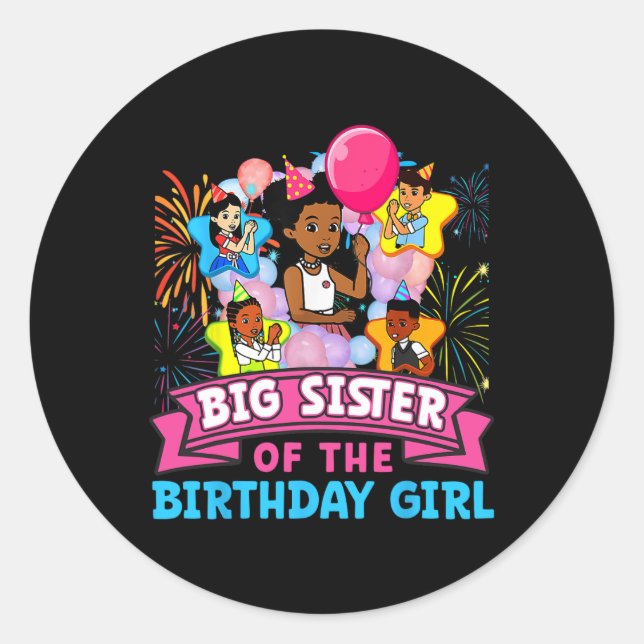 Big Sister Gracie's Corner Birthday Dolls Cute Par Classic Round Sticker (Front)