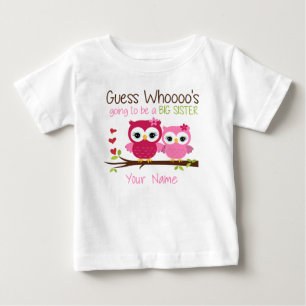 Big Sister Guess Who Pink Owl Personalized T Shirt