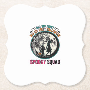 Big Sister Halloween Shirt for Her First Spooky Se Paper Coaster